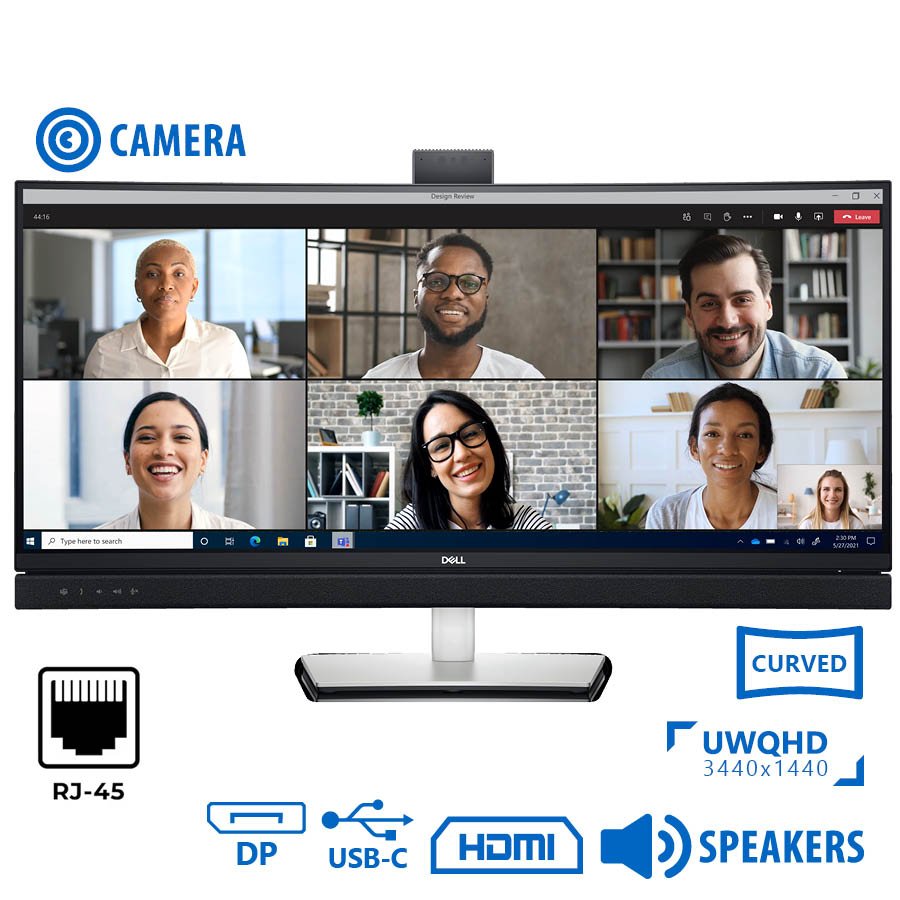 Used (A-) Monitor C3422WE Curved Video Conferencing/Dell/34``UW-QHD/w/Camera/3440x1440/Black/w/Speak Used (A-) Monitor C3422WE Curved Video Conferencing/Dell/34``UW-QHD/w/Camera/3440x1440/Black/w/Speak