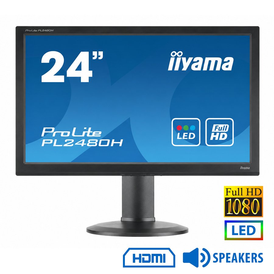Used Monitor PL2480H LED/Iiyama/24``FHD/1920x1080/Wide/Black/w/Speakers/D-SUB & DVI-D & HDMI Used Monitor PL2480H LED/Iiyama/24``FHD/1920x1080/Wide/Black/w/Speakers/D-SUB & DVI-D & HDMI