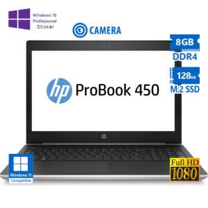 HP (A-) ProBook 450 G5 i5-8250U/15.6”FHD/8GB DDR4/128GB M.2 SSD/No ODD/Camera/10P Grade A- Refurbish