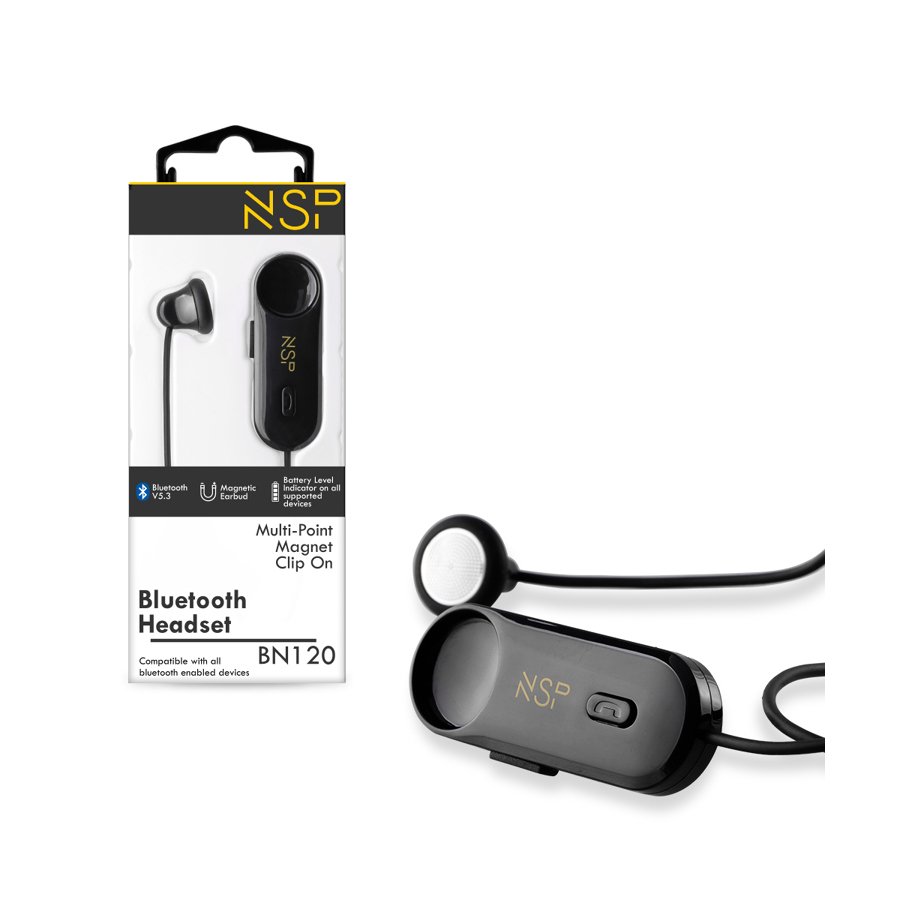 Ακουστικό Bluetooth V5.3 με μικρόφωνο και Magnet Clip (2 Devices) NSP BN120 Ακουστικό Bluetooth V5.3 με μικρόφωνο και Magnet Clip (2 Devices) NSP BN120
